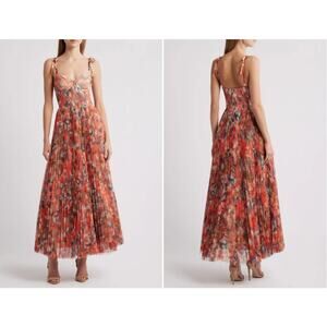 NEW Hutch Brianna Smocked Tulle Shoulder Tie Maxi Dress Size XL